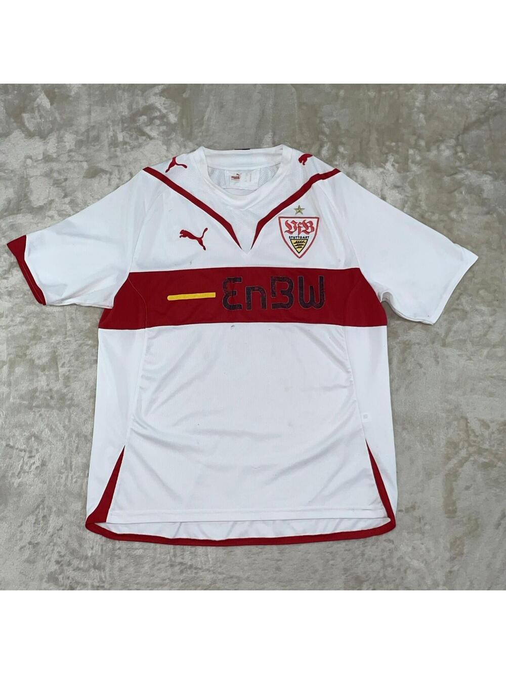 VFB Stuttgart 2007/08 #18 CACAU Home Football Shirt Soccer Jersey Puma M *FLAWS*